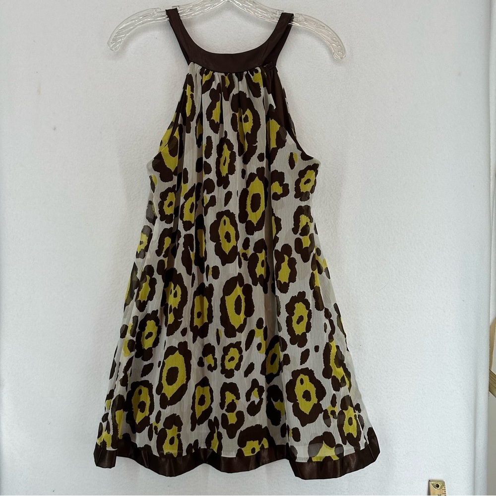 Anna Argiolera Halter Neck Leopard Print Sleeveless Mini Dress Medium Brown